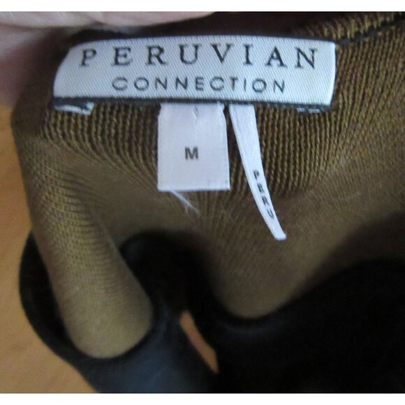 Peruvian Connection Black/Brown Aztec Print Pima Cotton Sweater Dress Size M - Picture 10 of 11